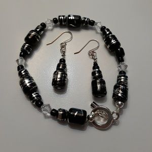 Handmade bracelet and earring set